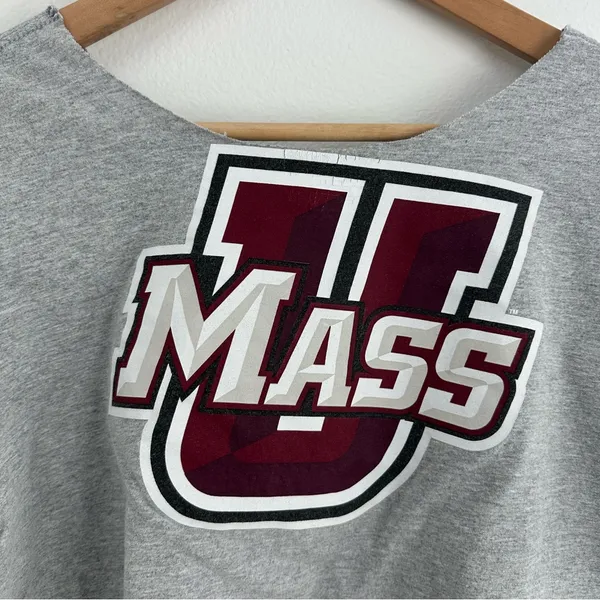 Adidas University of Massachusetts UMASS distressed cropped off the shoulder top - Image 6