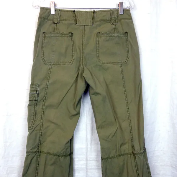 Eddie Bauer Utility Cargo Pants Womens 2 Green Roll Tab Convertible Leg Y2K - Image 9