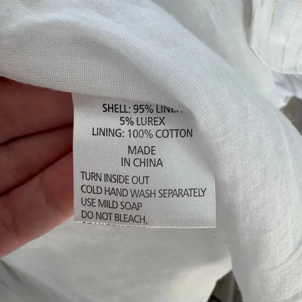 Shona Joy Holden Wrap Dress White Gold Lurex Linen Size 6 - Image 6