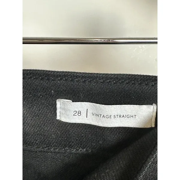 BLDWN Jeans Women 28 Black Vintage Straight Raw Hem Denim 24DU221008 - Image 5