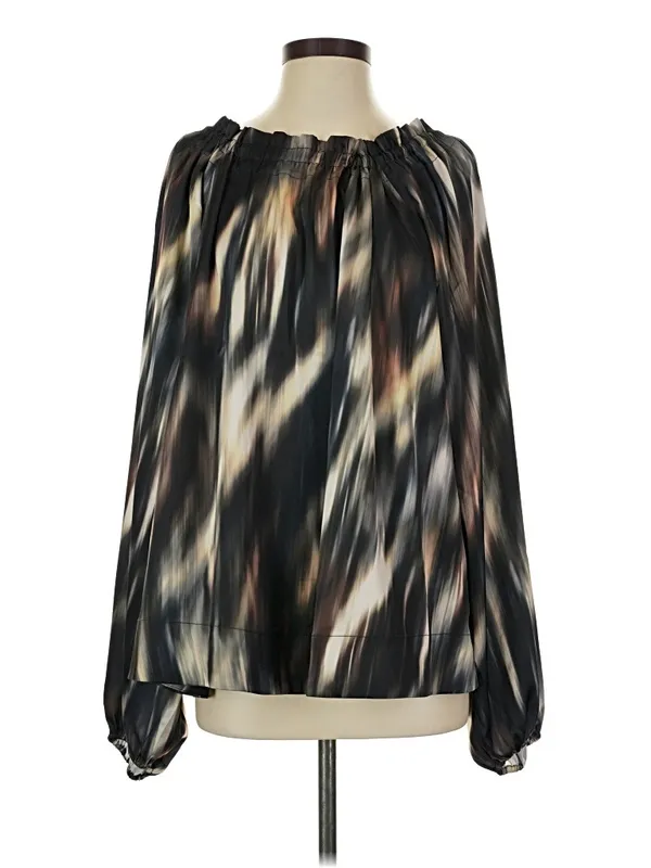 NWOT S H&M Multi-Color Women’s Smocked Neck Long Sleeve Blouse Business Casual - Image 4