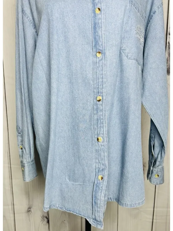 Princess Cruises Blue Womens Button Down Cotton Denim Shirt Sz M Vintage - Image 4