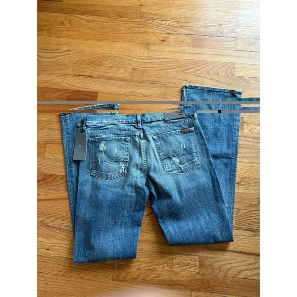 7‎ Seven For All Mankind Jeans Women 32 Bootcut Blue Western USA Made Y2K NEW - Image 3