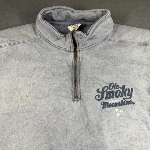 Comfort Colors Sweatshirt Womens Small Blue Fleece 1/4 Zip Ole Smoky Moonshine - Image 4