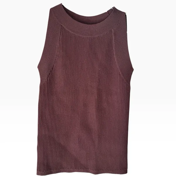 NWT Ann Taylor Ribbed Crewneck Sleeveless Sweaters Size Small (2) Brown Orange - Image 4