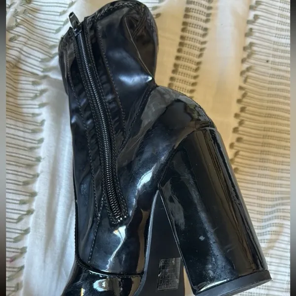 Black Patent Leather Ankle Boots - Image 4