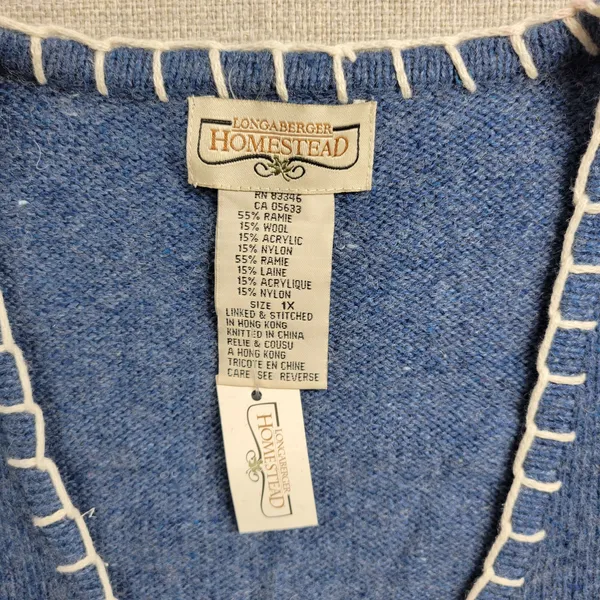 Vintage Longaberger Women's Vest 1X Blue Denim Embroidered Stitched Holiday NEW‎ - Image 16