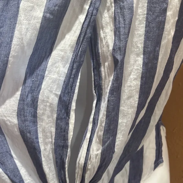Lucky brand short sleeve striped open back button up blouse - Image 4