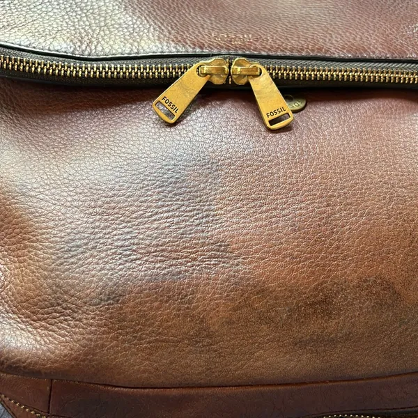 Fossil Preston Brown Leather crossbody Bag with expandable zipper & Flap… - Image 10