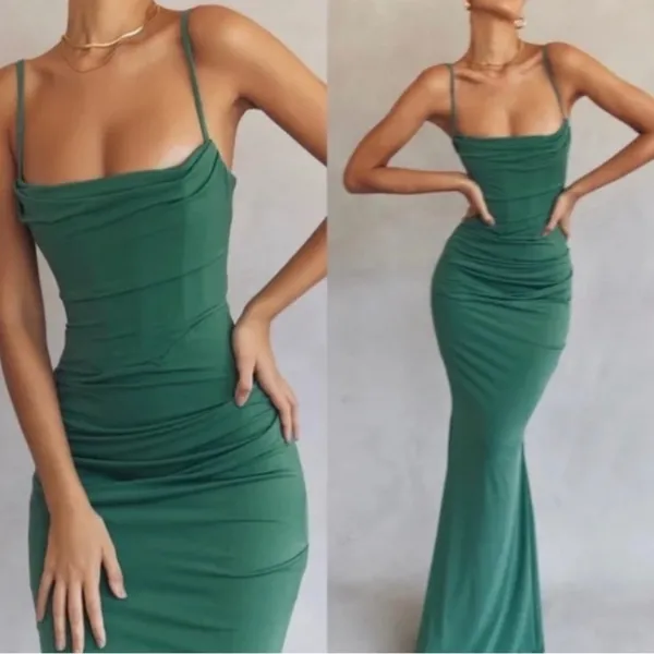 HOUSE OF CB‎ Milena Forest Green Corset Maxi Dress L - Image 3