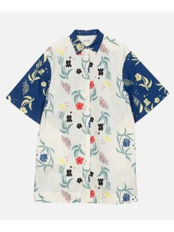 NWT marimekko Fasadi Herbaario Floral Print Cotton Poplin Shirt Dress 40 / 10 - Image 5