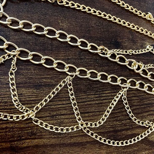 Gold Y2K Cascading Draped Layered Waist Chain Belt, Fits 21-41 Inches, X7GA1360 - Image 7