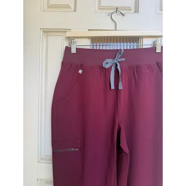 FIGS HW Zamora High Waisted Jogger Scrub Pants Burgundy Size Small Petite NWT - Image 3