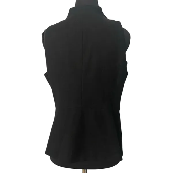 Anthropologie Tabitha Black Ruffle Collar Sleeveless Blazer Vest Wool Blend 6 - Image 3