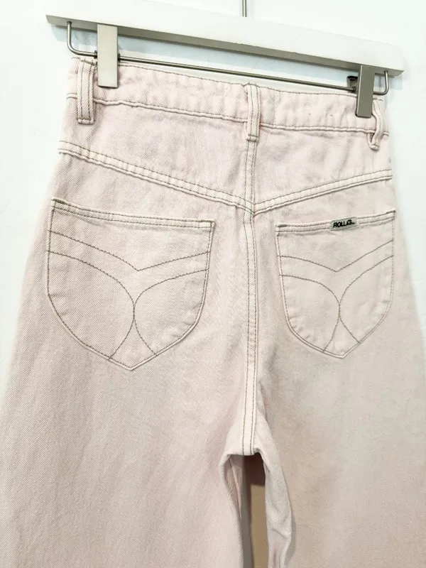 Rollas Sailor Jean Size 24 Pink High Waisted Wide Leg Patch Pocket Pants Retro‎ - Image 10