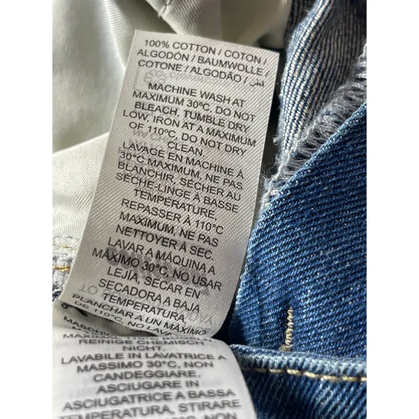 NEW Edikted Blue High Rise Medium Wash Baggy Wide Leg Denim Jeans Pants Size M - Image 4