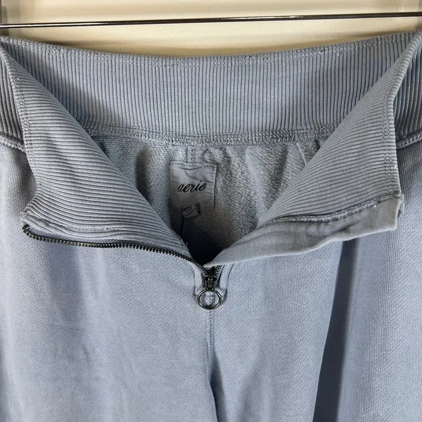 Aerie Blue Pull On‎ Zip Front Relaxed Fit Athleisure Corset Jogger Sz Small - Image 4