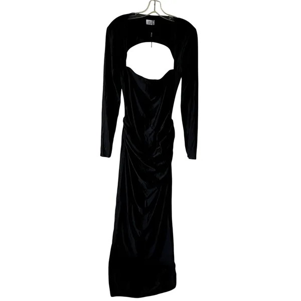 Oh Polly Quintessa Pearl-Detail Cut Out Open Back Maxi Dress Black Size 10 - Image 7