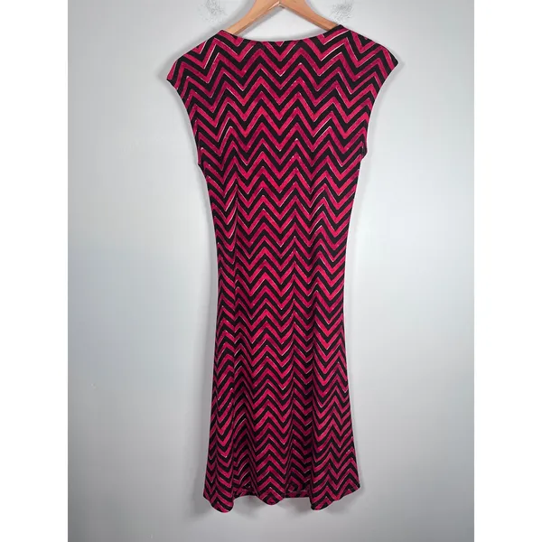 Lauren‎ Ralph Lauren Faux Wrap Dress Women M Pink Chevron Mod - Image 3