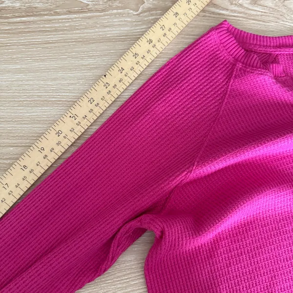 American Eagle Large V Neck Magenta Pink Thermal Long Sleeve Tee Relaxed Lounge - Image 6