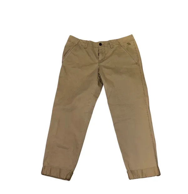 Vintage cuffed khaki pants stitched rolled hem embroidered moose logo - Image 2