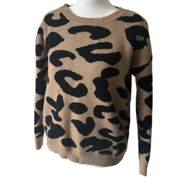 Leopard Print Sweater - Tan and Black - Image 5