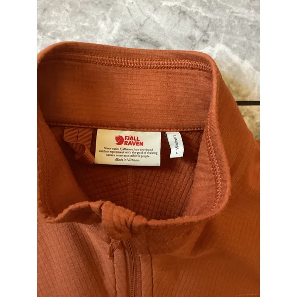 Fjallraven Abisko Lite Fleece Jacket Womens L Orange Full Zip Grid Mid Layer - Image 3