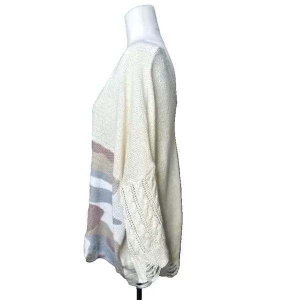 POL Oversized Dolman Sweater S Relaxed Lightweight‎ Patchwork Camo Distressed - Image 3