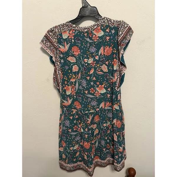 Anthropologie Zenia Floral Mini Shift Dress Size Small Boho Peasant Festival - Image 2