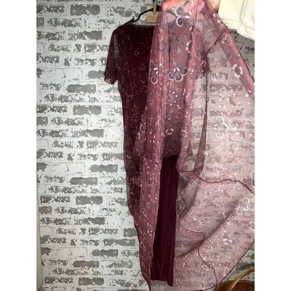Coldwater creek | women maroon layered dress floral - Image 4