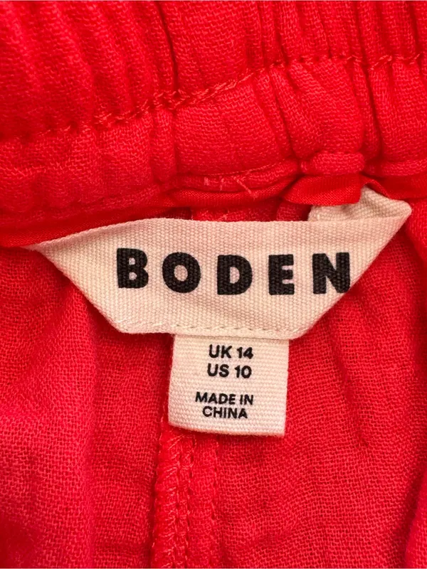 Boden Women’s US 10 Coral Red Cotton Pull-On Smocked Waist Shorts - Image 2