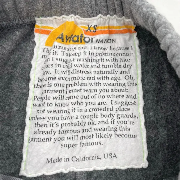 Aviator Nation Gray Rainbow Spellout Logo Sweatpants Casual Lounge Sweat Size XS - Image 7