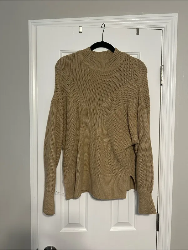 ASOS Miss Selfridge Camel Funnel Neck Split Hem Knit - Image 4