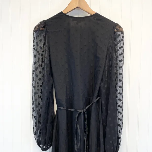 NEW Yumi Kim Womens‎ M Wicked Game Wrap Dress Black Swiss Dot Maxi Sheer Witchy - Image 12
