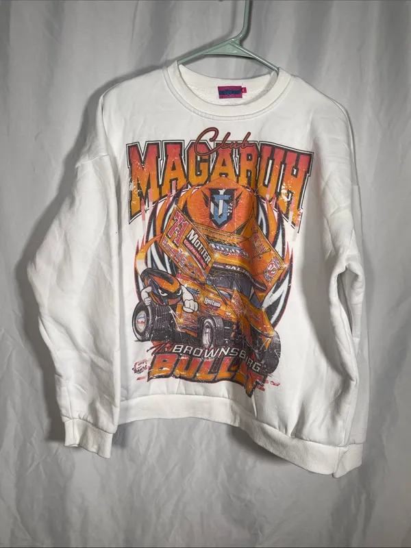 Edikted Womens Racing Graphic Crewneck Sweatshirt White Medium - Image 2