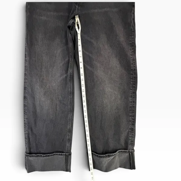 American Eagle High Waisted Cuffed Stovepipe Jean Womens 8 Black Classic Denim - Image 11