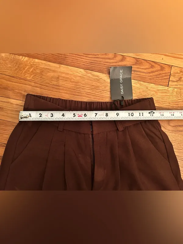 High-Waist Wide-Leg Brown Trousers for Women - Image 4
