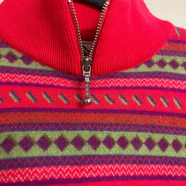 Vintage JD Sun Valley 1/4 zip wool sweater womens L - Image 3