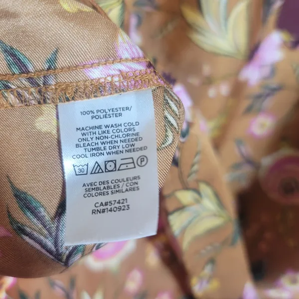 Loft Mixed Media Floral Yoke Blouse M Long Sleeve Split Neck Boho Cottagecore - Image 8