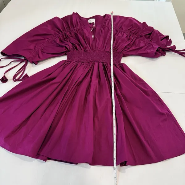 Misa Pink Los Angeles Camila Cinched Mini Dress Magenta Pink Pockets SMALL - Image 13