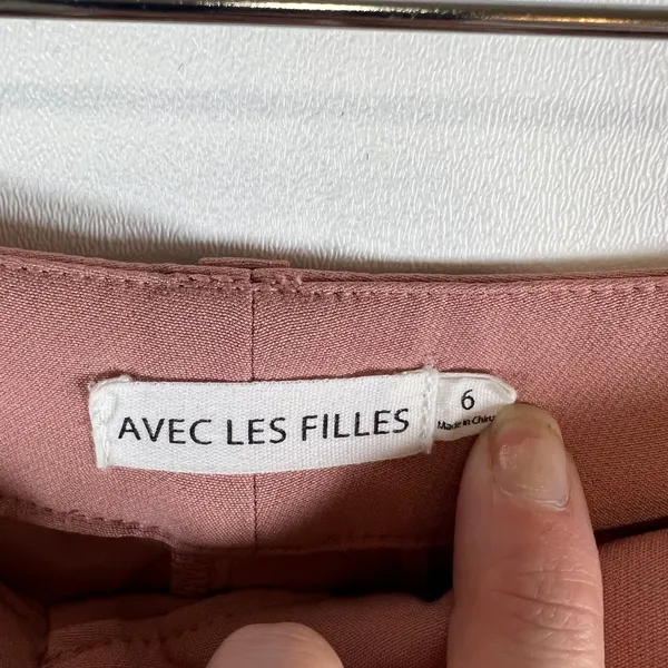 Avec Les Filles Womens Dusty‎ Rose Cropped Wide Leg Seam Front Trousers Size 6 - Image 5