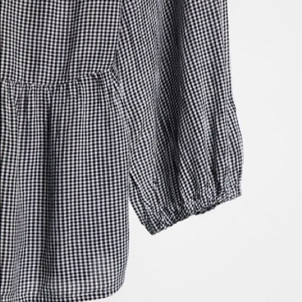 Abercrombie ✨ puff sleeve shirt in white check✨ - Image 2