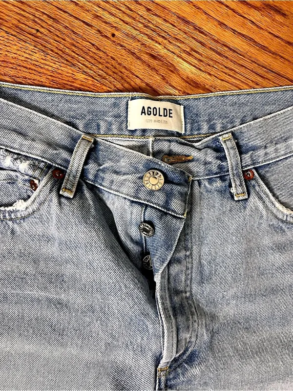 AGOLDE Parker Long Short Distressed Denim Blue Waist 29 - Image 4