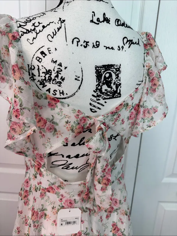 Altar'd State White Maxi Dress with Pink Floral Print - Image 7