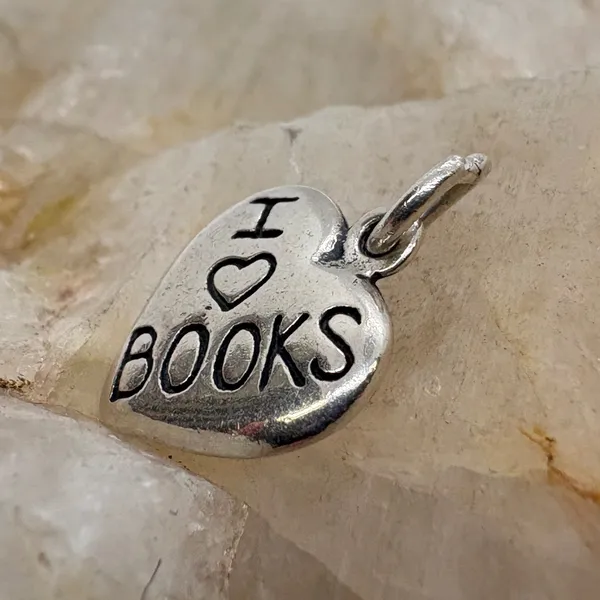 Vintage Dakota West Shube Sterling Silver I Love Books Heart Charm 925 Pendant - Image 2