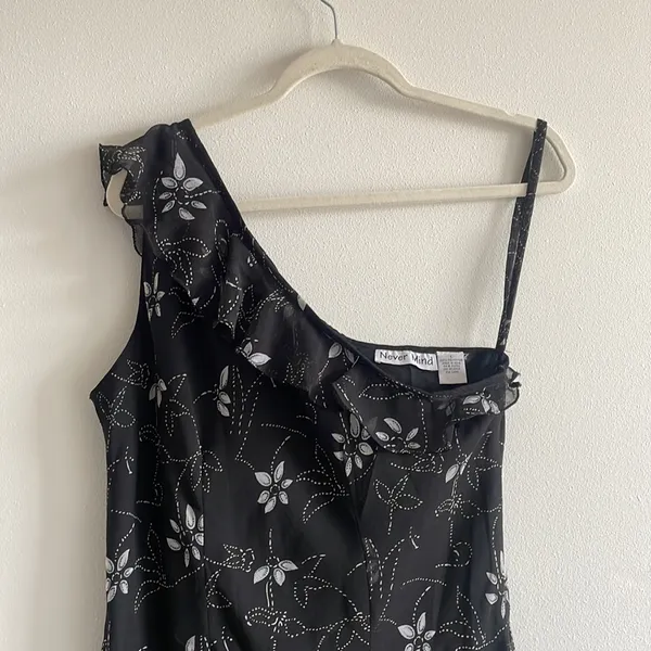 Nevermind Black Floral One Shoulder Maxi Dress - Image 2