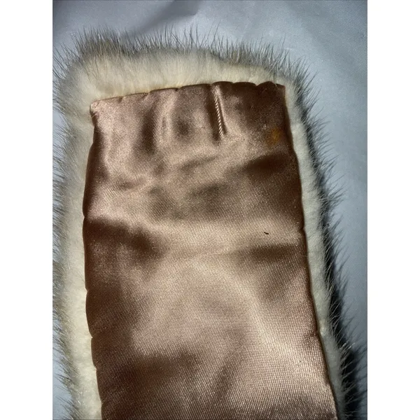 VINTAGE‎ Cream Beige MINK FUR COLLAR SATIN LINED - Image 4