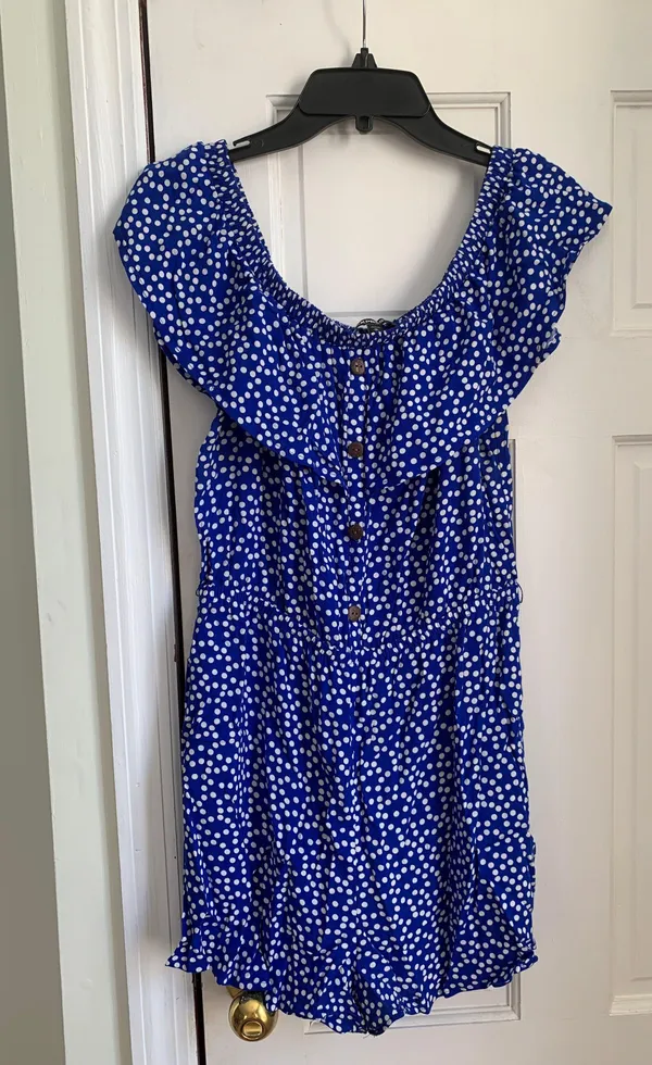 Express Blue Polka Dot Romper - Image 2