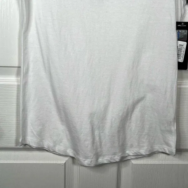 NFL New England Patriots White Blue Lace Up Vneck Tshirt - Image 3