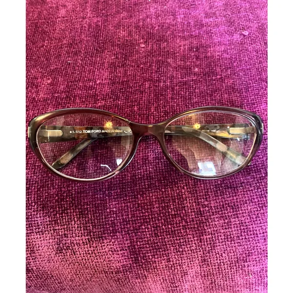 TOM FORD 90's Glasses Eyeglass Frames Floral Plum Purple AS-IS w Discoloration - Image 3